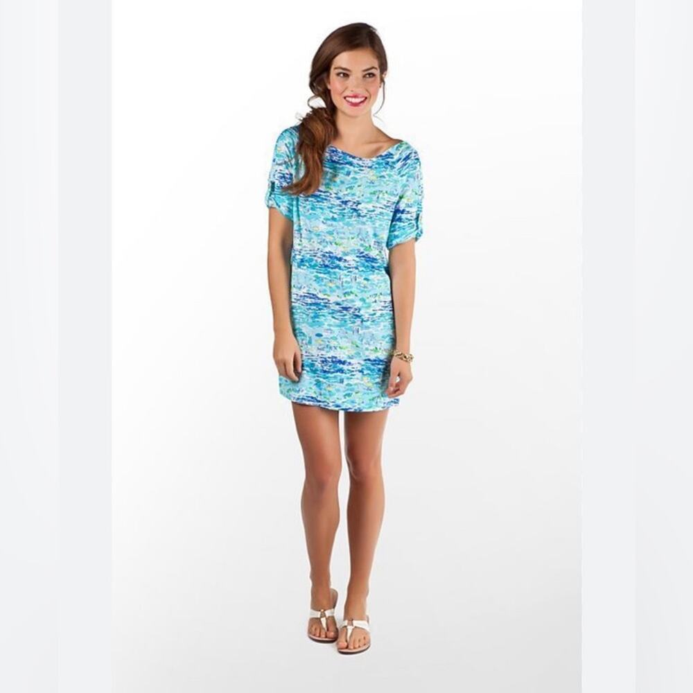 Lilly Pulitzer Camie High Tide Toile Beach Resort‎ white Dress Size xs blue INV5